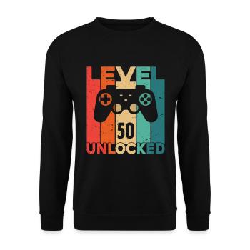 Level 50 Unlocked - Unisex Sweatshirt - black - Front - Alina (178cm) & Michal (187cm)
