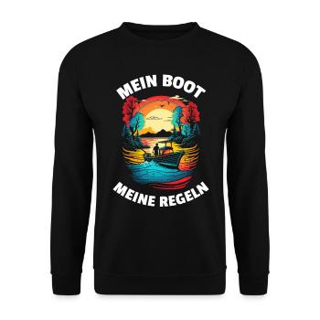 Segler Kapitän Skipper Mein Boot Meine Regeln - Unisex Pullover - Schwarz - Vorne - Alina (178cm) & Michal (187cm)