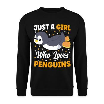 Just A Girl Who Loves Penguins Cute Kawaii - Unisex Sweatshirt - black - Front - Alina (178cm) & Michal (187cm)