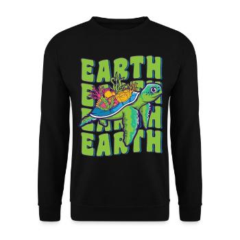 Groovy Jour de la Terre Amoureux des tortues de mer Faune - Sweat-shirt Unisexe - noir - Devant - Alina (178cm) & Michal (187cm)