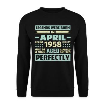 65th birthday April Vintage 1958 Vintage - Unisex Sweatshirt - black - Front - Alina (178cm) & Michal (187cm)