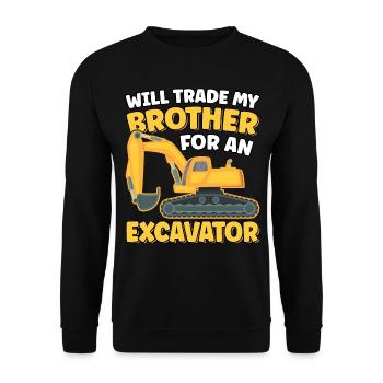 Will Trade Brother For An Excavator Funny - Unisex Sweatshirt - black - Front - Alina (178cm) & Michal (187cm)