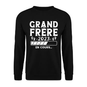 Annonce Grossesse Surprise Futur Grand Frère 2023 - Sweat-shirt Unisexe - noir - Devant - Alina (178cm) & Michal (187cm)