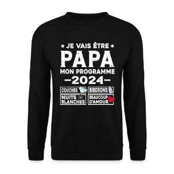 Je vais être papa mon programme en 2024 Futur Papa - Sweat-shirt Unisexe - noir - Devant - Alina (178cm) & Michal (187cm)