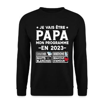 Je vais être papa mon programme en 2023 - Sweat-shirt Unisexe - noir - Devant - Alina (178cm) & Michal (187cm)