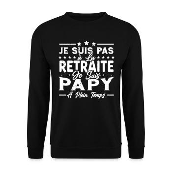 Je ne suis pas retraité je suis papy à plein temps - Sweat-shirt Unisexe - noir - Devant - Alina (178cm) & Michal (187cm)