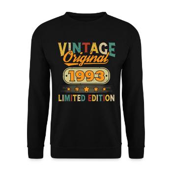 1993 Vintage Original 1993 Cadeau D'anniversaire - Sweat-shirt Unisexe - noir - Devant - Alina (178cm) & Michal (187cm)