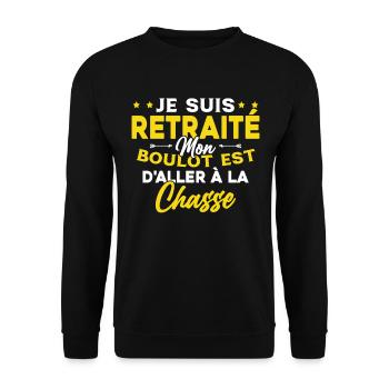 Retraité et Chasseur Humour Cadeau de la chasse - Sweat-shirt Unisexe - noir - Devant - Alina (178cm) & Michal (187cm)