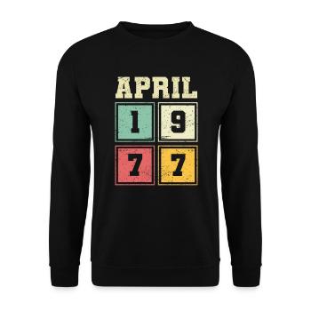 46ème Anniversaire Avril Millésime 1977 - Sweat-shirt Unisexe - noir - Devant - Alina (178cm) & Michal (187cm)