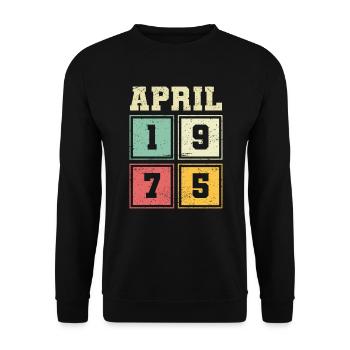 48ème anniversaire Avril Millésime 1975 Millésime - Sweat-shirt Unisexe - noir - Devant - Alina (178cm) & Michal (187cm)