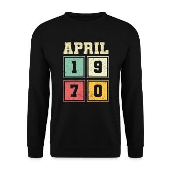 53. Geburtstag April Jahrgang 1970 Vintage - Unisex Pullover - Schwarz - Vorne - Alina (178cm) & Michal (187cm)