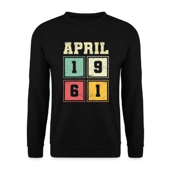 62ème anniversaire Avril Millésime 1961 Millésime - Sweat-shirt Unisexe - noir - Devant - Alina (178cm) & Michal (187cm)