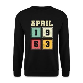 70th birthday April Vintage 1953 Vintage - Unisex Sweatshirt - black - Front - Alina (178cm) & Michal (187cm)