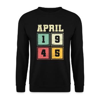 78th birthday April Vintage 1945 Vintage - Unisex Sweatshirt - black - Front - Alina (178cm) & Michal (187cm)