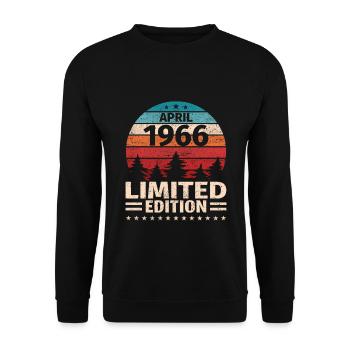 57. Geburtstag April Jahrgang 1966 Vintage - Unisex Pullover - Schwarz - Vorne - Alina (178cm) & Michal (187cm)