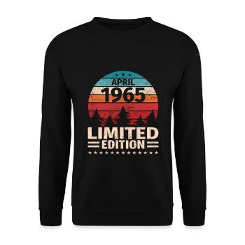 58. Geburtstag April Jahrgang 1965 Vintage - Unisex Pullover - Schwarz - Vorne - Alina (178cm) & Michal (187cm)