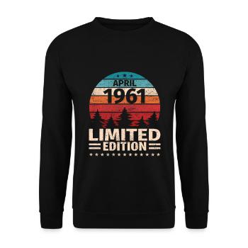 62ème anniversaire Avril Millésime 1961 Millésime - Sweat-shirt Unisexe - noir - Devant - Alina (178cm) & Michal (187cm)