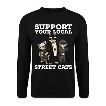 Support Your Local Street Cats Raccoon Opossum - Unisex Sweatshirt - black - Front - Alina (178cm) & Michal (187cm)