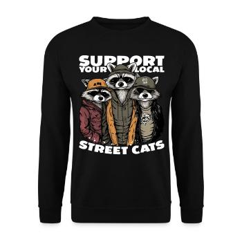 Support Your Local Street Cats Raccoon Opossum - Unisex Sweatshirt - black - Front - Alina (178cm) & Michal (187cm)