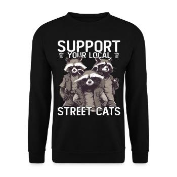 Support Your Local Street Cats Raccoon Opossum - Unisex Sweatshirt - black - Front - Alina (178cm) & Michal (187cm)