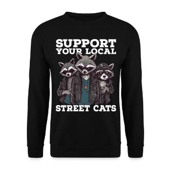 Support Your Local Street Cats Raccoon Opossum - Unisex Sweatshirt - black - Front - Alina (178cm) & Michal (187cm)