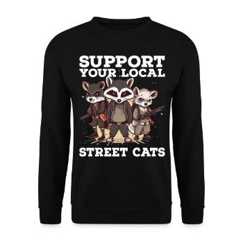 Support Your Local Street Cats Raccoon Opossum - Unisex Sweatshirt - black - Front - Alina (178cm) & Michal (187cm)