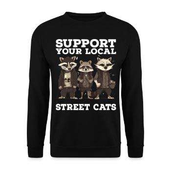 Support Your Local Street Cats Raccoon Opossum - Unisex Sweatshirt - black - Front - Alina (178cm) & Michal (187cm)