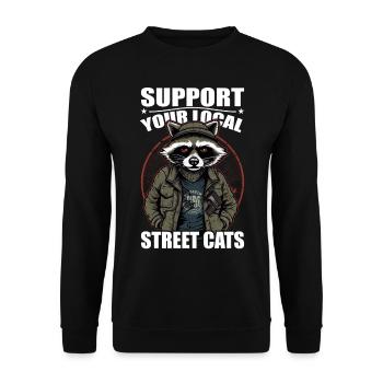 Support Your Local Street Cats Raccoon Opossum - Unisex Sweatshirt - black - Front - Alina (178cm) & Michal (187cm)
