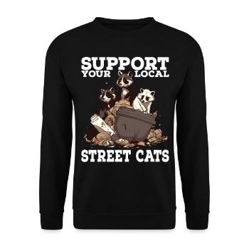 Support Your Local Street Cats Raccoon Opossum - Unisex Sweatshirt - black - Front - Alina (178cm) & Michal (187cm)