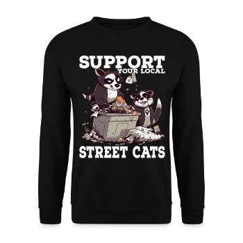Support Your Local Street Cats Raccoon Opossum - Unisex Sweatshirt - black - Front - Alina (178cm) & Michal (187cm)