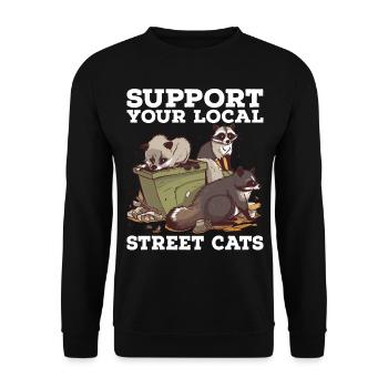 Support Your Local Street Cats Raccoon Opossum - Unisex Sweatshirt - black - Front - Alina (178cm) & Michal (187cm)