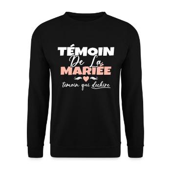 Témoin de la Mariée Témoin qui Déchire - Sweat-shirt Unisexe - noir - Devant - Alina (178cm) & Michal (187cm)