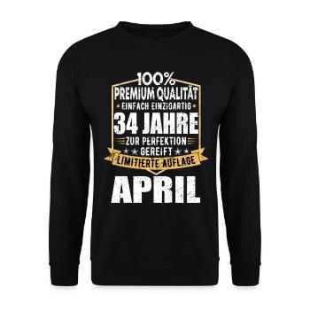 34. Geburtstag April Jahrgang 1989 Vintage - Unisex Pullover - Schwarz - Vorne - Alina (178cm) & Michal (187cm)
