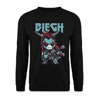 Blegh Heavy Metal Metalcore Unicorn - Unisex Sweatshirt - black - Front - Alina (178cm) & Michal (187cm)