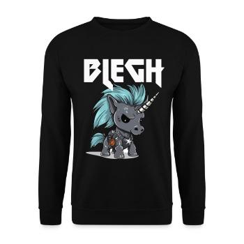 Blegh Heavy Metal Metalcore Unicorn - Unisex Sweatshirt - black - Front - Alina (178cm) & Michal (187cm)