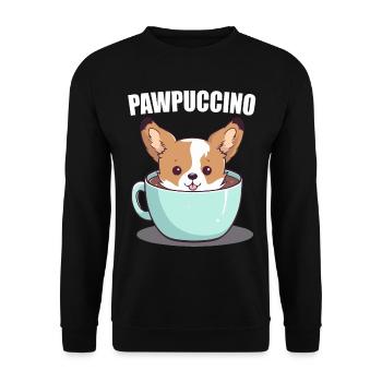 Pawpuccino Puppucino Dog in Coffee Cup Corgi - Unisex Sweatshirt - black - Front - Alina (178cm) & Michal (187cm)