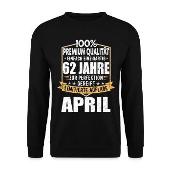 62. Geburtstag April Jahrgang 1961 Vintage - Unisex Pullover - Schwarz - Vorne - Alina (178cm) & Michal (187cm)
