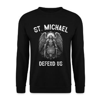 Archangel Saint Michael Protect Us Defend Us - Unisex Pullover - Schwarz - Vorne - Alina (178cm) & Michal (187cm)