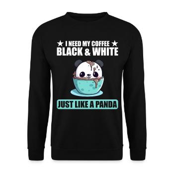 J’ai besoin de mon café noir et blanc comme un panda - Sweat-shirt Unisexe - noir - Devant - Alina (178cm) & Michal (187cm)