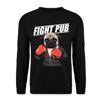 Fight Pub Mops mit Boxhandschuhen - Unisex Pullover - Schwarz - Vorne - Alina (178cm) & Michal (187cm)