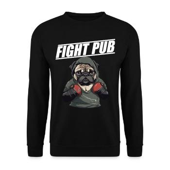 Fight Pub Mops mit Boxhandschuhen - Unisex Pullover - Schwarz - Vorne - Alina (178cm) & Michal (187cm)