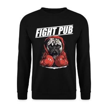Fight Pub Mops mit Boxhandschuhen - Unisex Pullover - Schwarz - Vorne - Alina (178cm) & Michal (187cm)