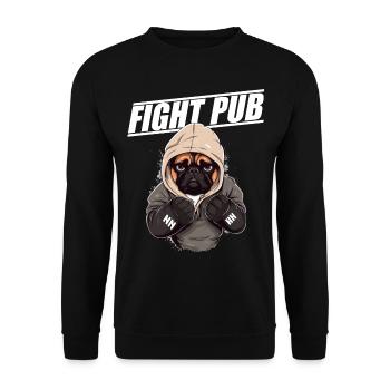 Fight Pub Mops mit Boxhandschuhen Boxer - Unisex Pullover - Schwarz - Vorne - Alina (178cm) & Michal (187cm)