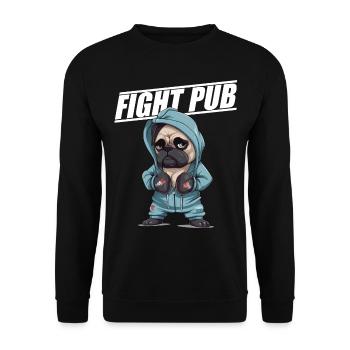 Fight Pub Mops mit Boxhandschuhen Boxer - Unisex Pullover - Schwarz - Vorne - Alina (178cm) & Michal (187cm)