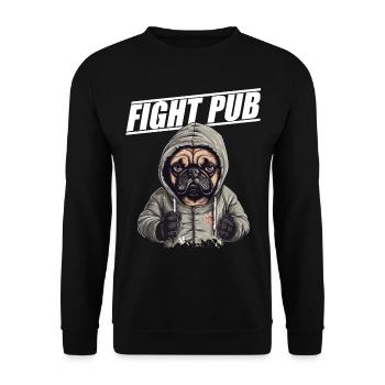 Fight Pub Mops mit Boxhandschuhen Boxer - Unisex Pullover - Schwarz - Vorne - Alina (178cm) & Michal (187cm)