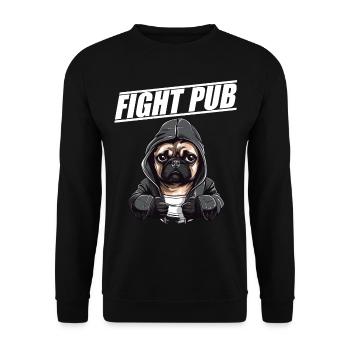 Fight Pub Mops mit Boxhandschuhen Boxer - Unisex Pullover - Schwarz - Vorne - Alina (178cm) & Michal (187cm)