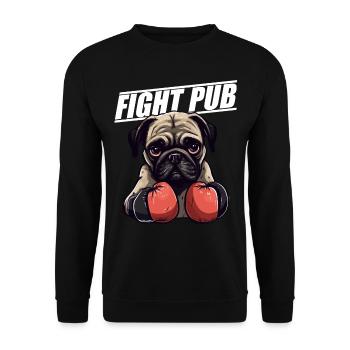 Fight Pub Mops mit Boxhandschuhen Boxer - Unisex Pullover - Schwarz - Vorne - Alina (178cm) & Michal (187cm)