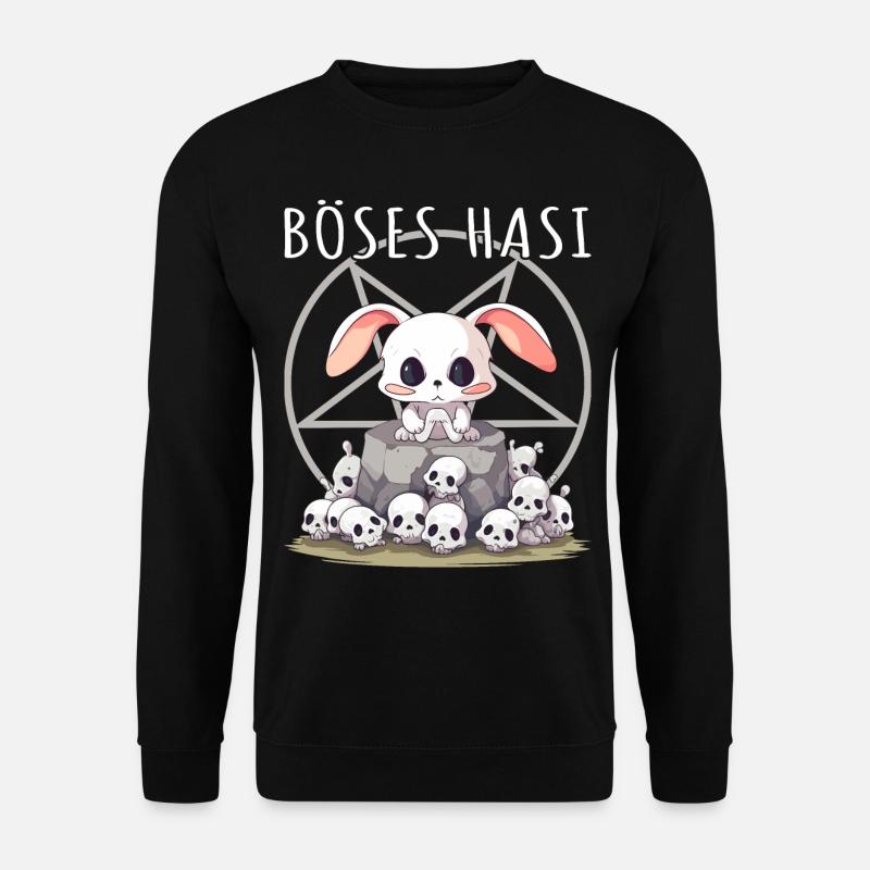 Pastel Goth Böses Hasi Pentagramm - Unisex Pullover - Schwarz