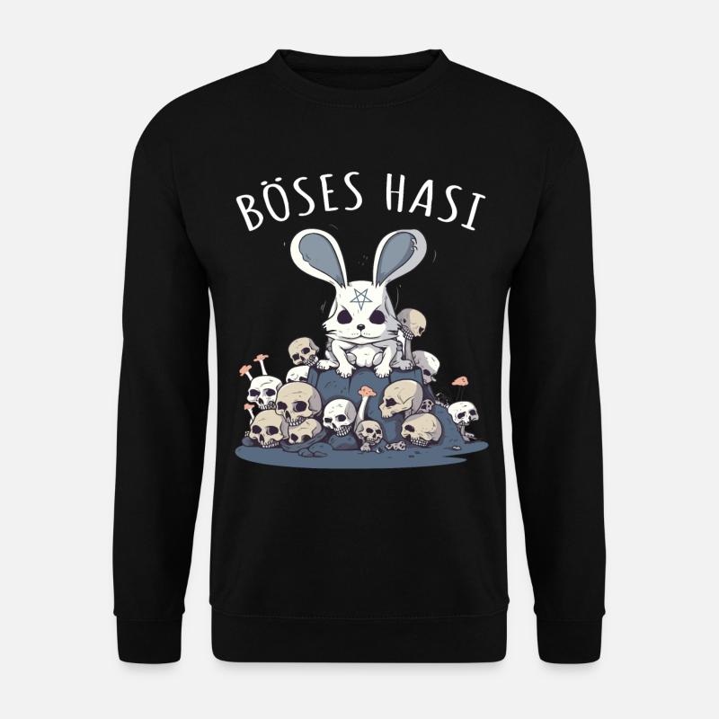 Pastel Goth Böses Hasi Pentagramm - Unisex Pullover - Schwarz