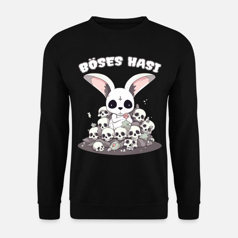 Pastel Goth Böses Hasi Pentagramm - Unisex Pullover - Schwarz
